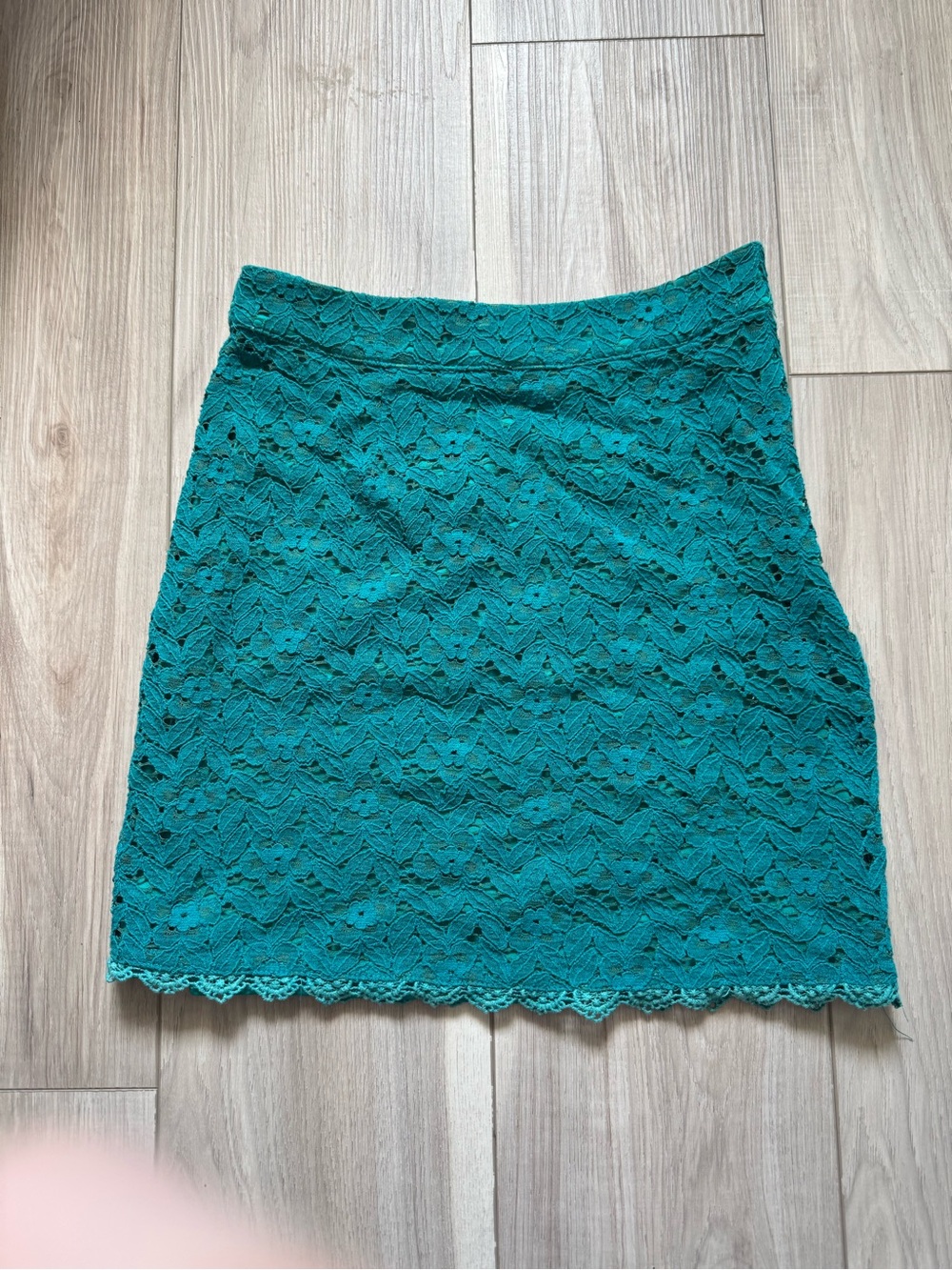Annabella Teal Lace Mini Skirt